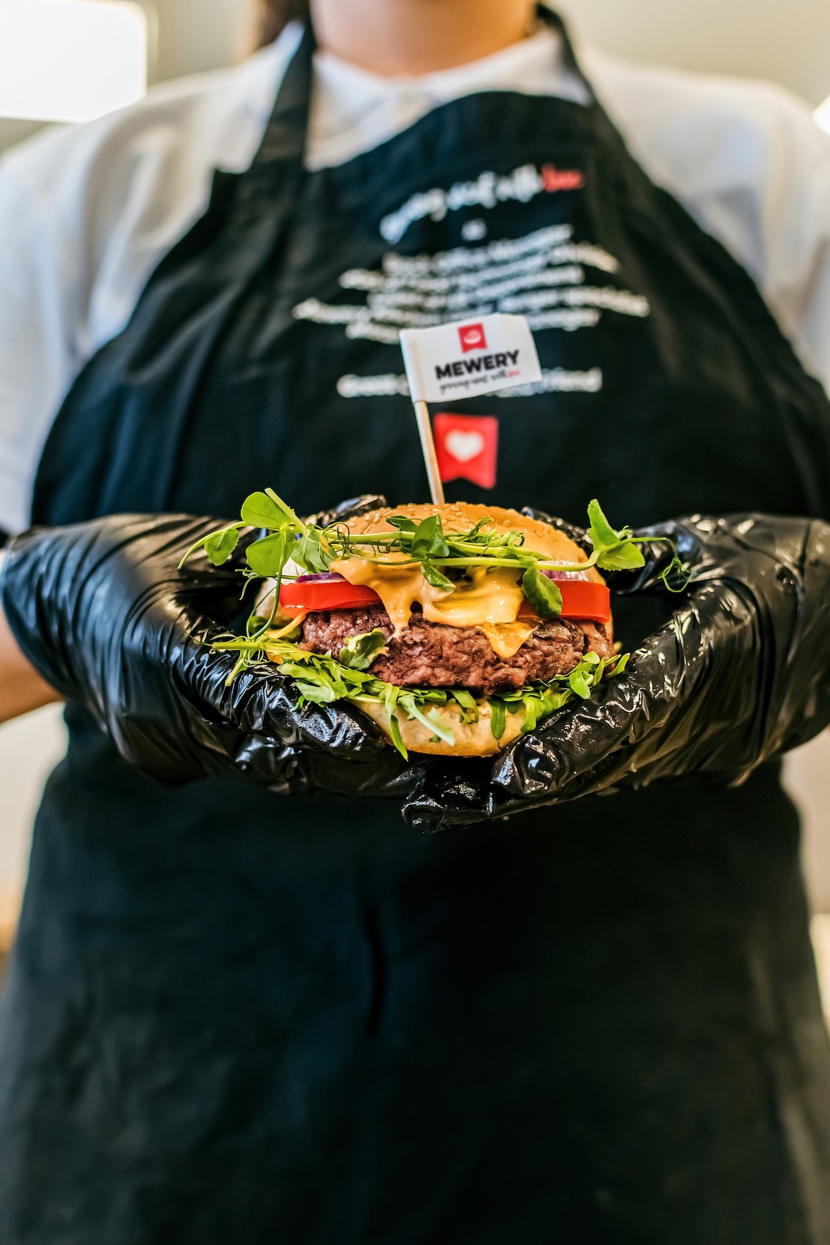 Burger prototype with garnish